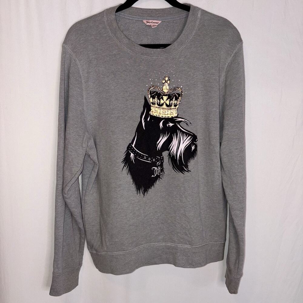 JUICY COUTURE Long-Sleeve Vintage Y2k Dog Rhinestones Crew Neck Size M